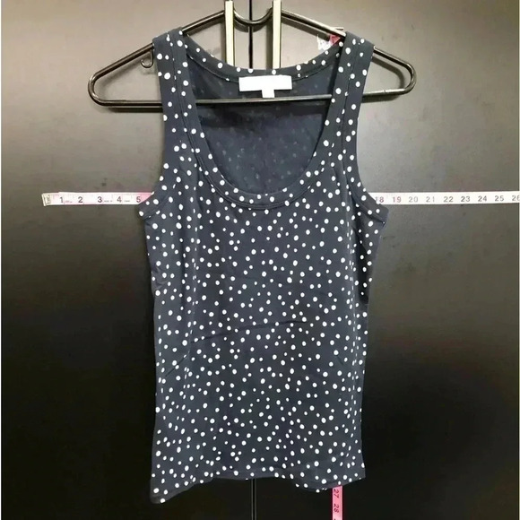 LOFT Polka Dot Scoop neck,cotton stretch,Navy Blue & white tank top/shell/layer - Picture 1 of 4